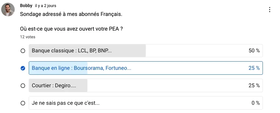 Sondage : où mes abonnés ont leur PEA.